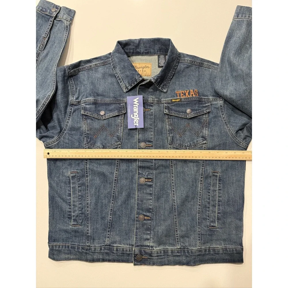 Wrangler Retro Texas Longhorns Mens Blue Denim Jacket Large NWT